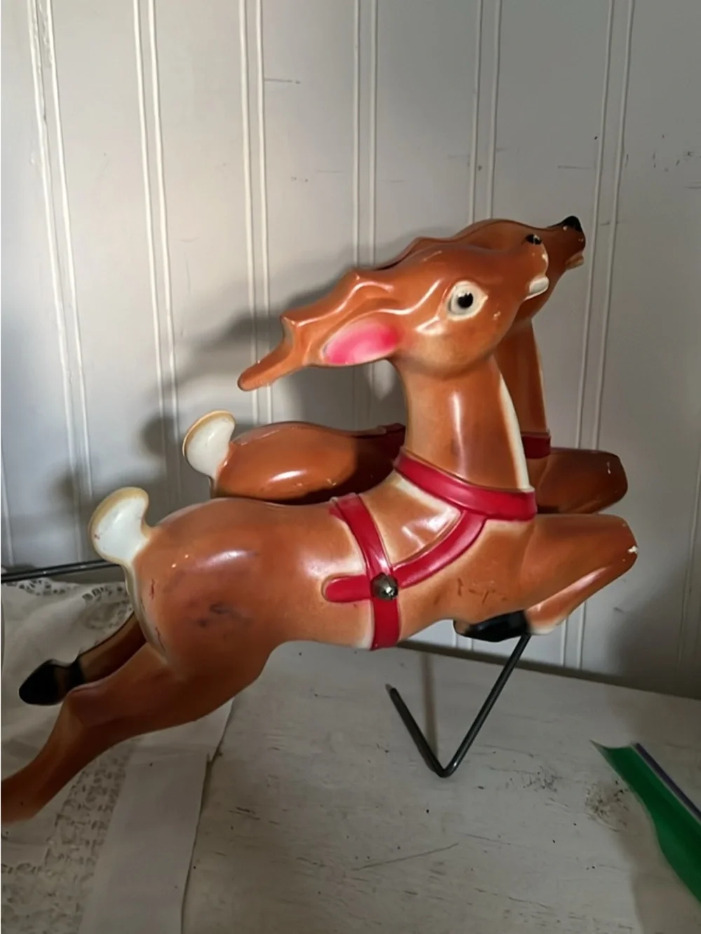 1970 Empire Santa sleigh reindeer tabletop blow mold